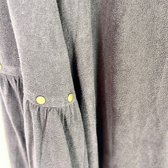 STYLE & CO |💜Dark Raisin Purple Faux Suede Bell Sleeves V-Neck Boho Blouse Top - Picture 7 of 11